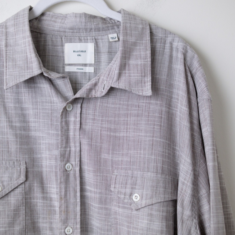 Billy Reid 100% Cotton Standard Plaid Shirt Mens XXL Brown Button Down - Picture 2 of 9